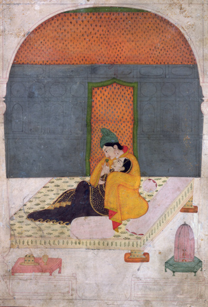 Detail of Lovers on a terrace, Garhwal, c.1780-1800 by Indian School