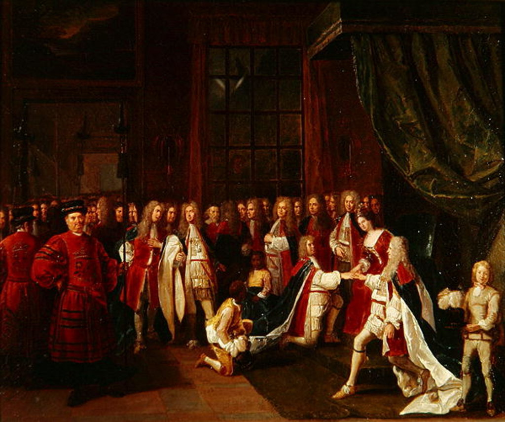 Detail of Queen Anne and the Knights of Garter, c.1725 by Pierre Angelis or Angillis