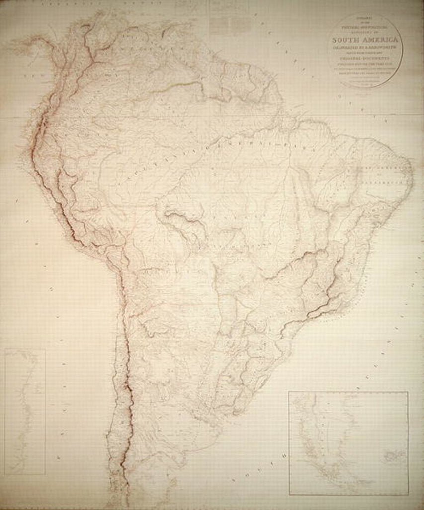 Detail of Outlines of the Physical and Political divisions of South America, 1810 by Aaron Arrowsmith