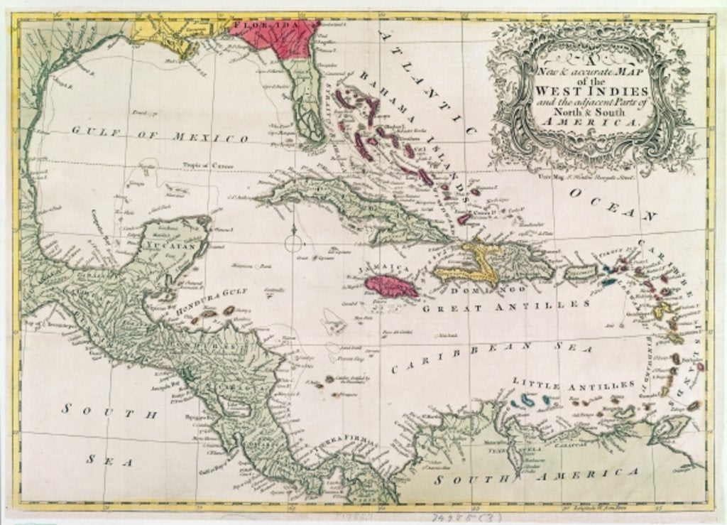 Detail of New and accurate map of the West Indies by School American
