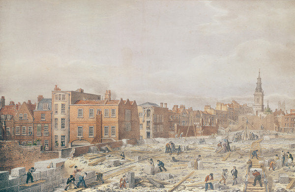 Detail of A View of the Northern Approach to the London Bridge while in state of progress by George the Elder Scharf