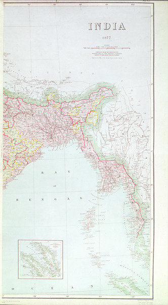 Detail of Map of India, 1877 by English School