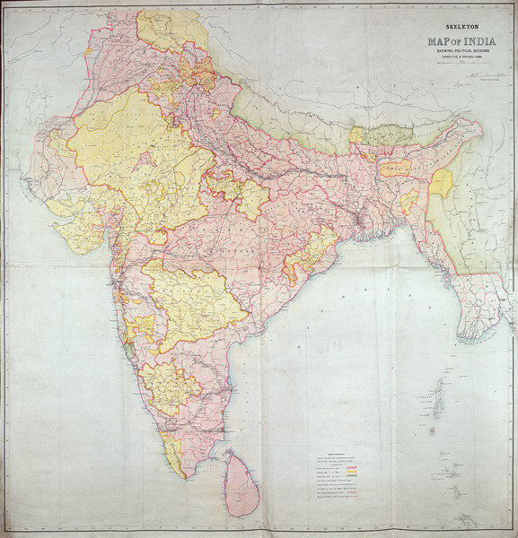 Detail of Map of India, 1865 by English School