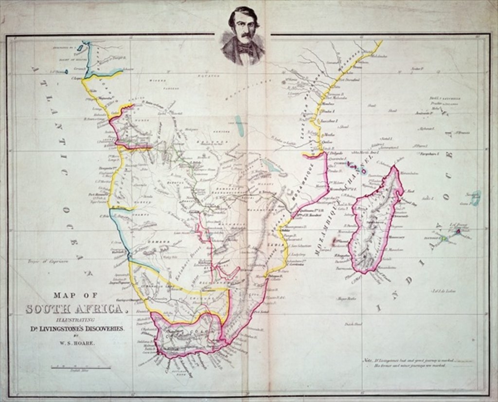 Detail of Map of South Africa illustrating Dr. Livingstone's discoveries by School English