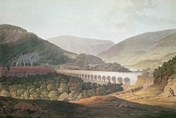 Detail of View of a Stone Bridge across the Valley and River at Risca in Monmouthshire by Edward (after) Pugh