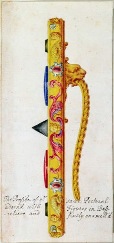 Detail of Side view of a pectoral ornament of gold and jewels made for Pope Clement VII by Cellini in c.1523-34 by F. Bertoli