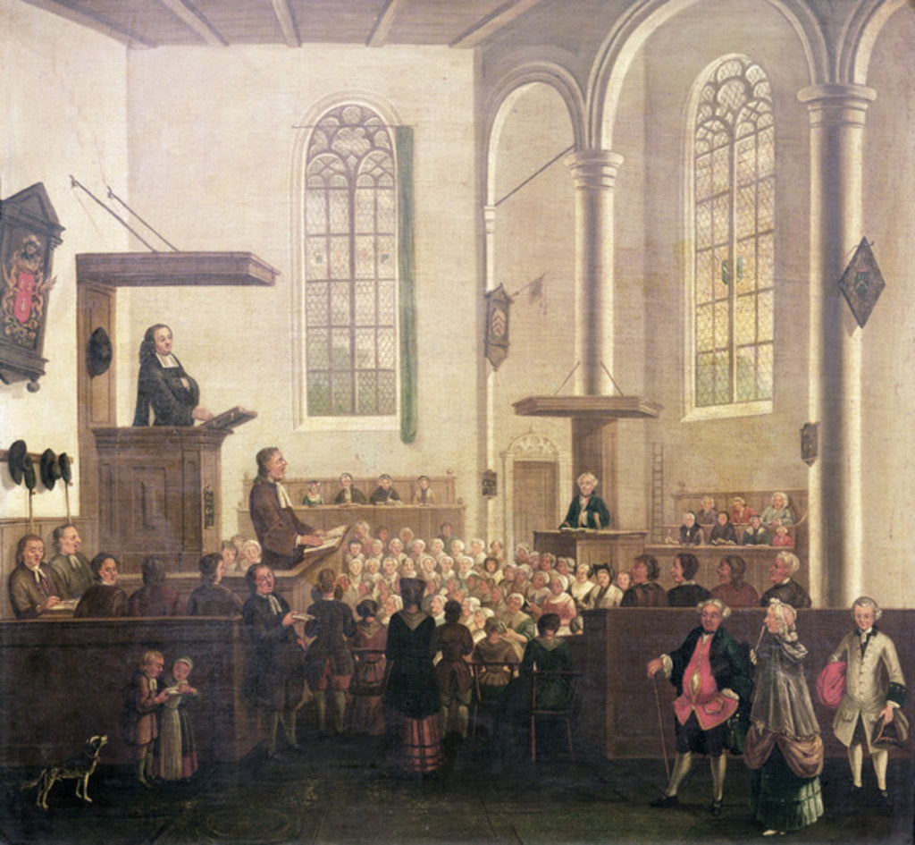 Detail of A Service in Old Cripplegate Church by School English