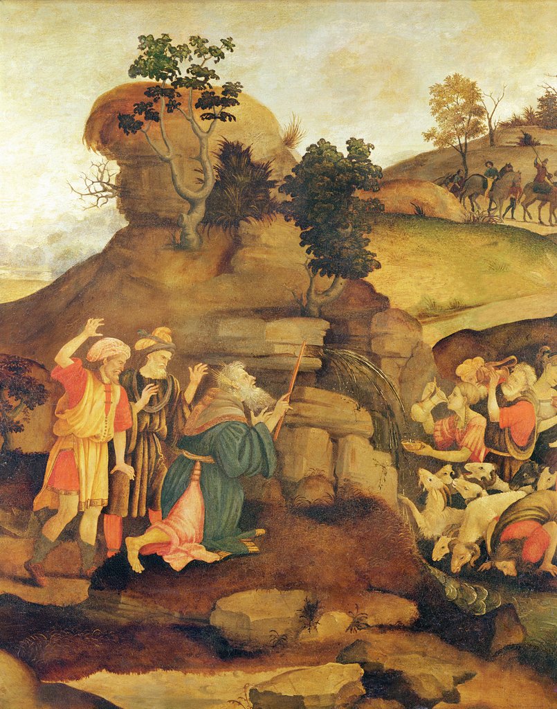 Detail of Moses brings forth water out of the rock, c.1500 by Filippo (and workshop) Lippi
