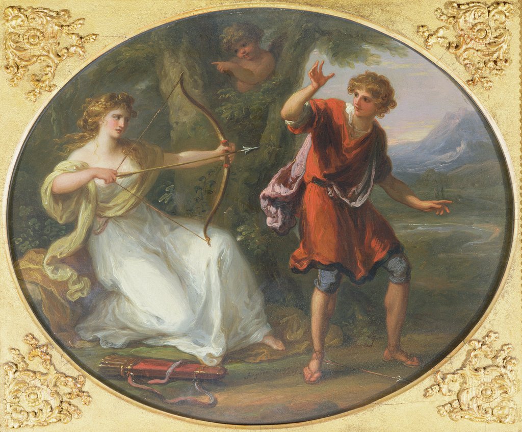 Detail of A Nymph drawing her Bow on a Youth, 1780 by Angelica Kauffman