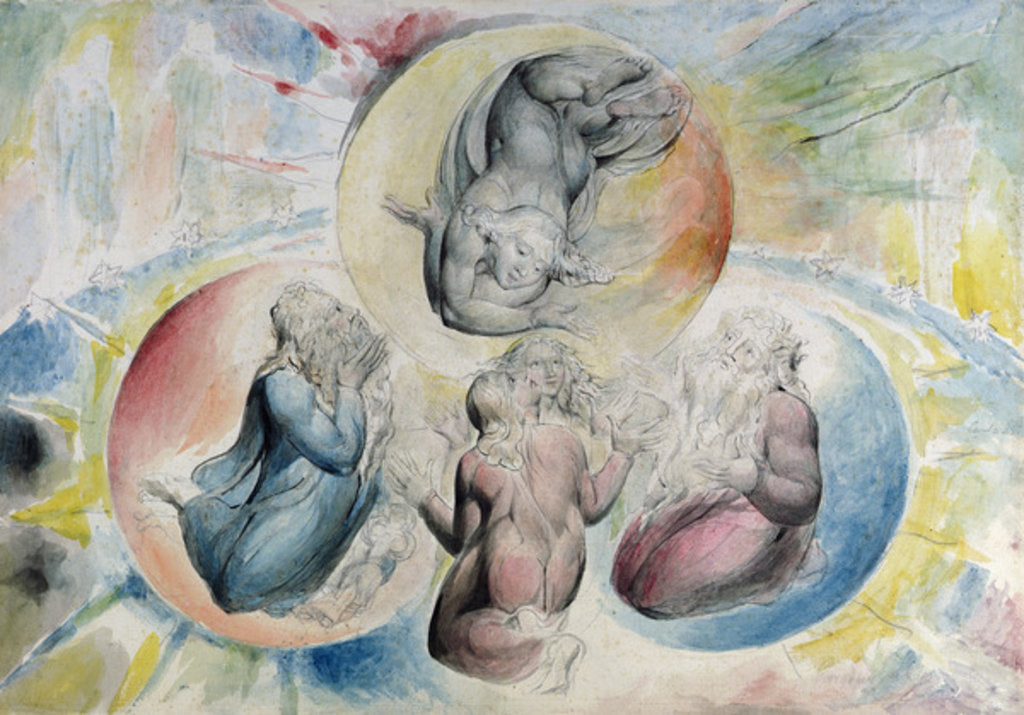 Detail of St. Peter, St. James, Dante and Beatrice with St. John by William Blake