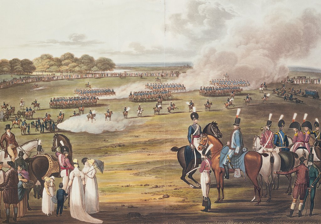 Detail of View of the London Volunteer Cavalry and Flying Artillery, 1805 by Charles Cranmer