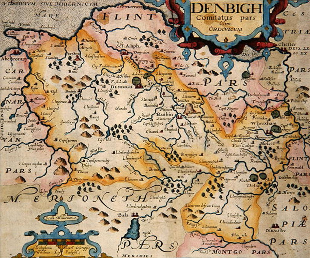 Detail of Map of Denbigh and Flint by Christopher Saxton