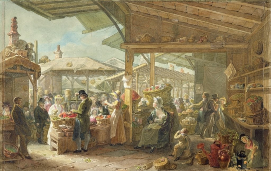 Detail of Old Covent Garden Market, 1825 by George the Elder Scharf