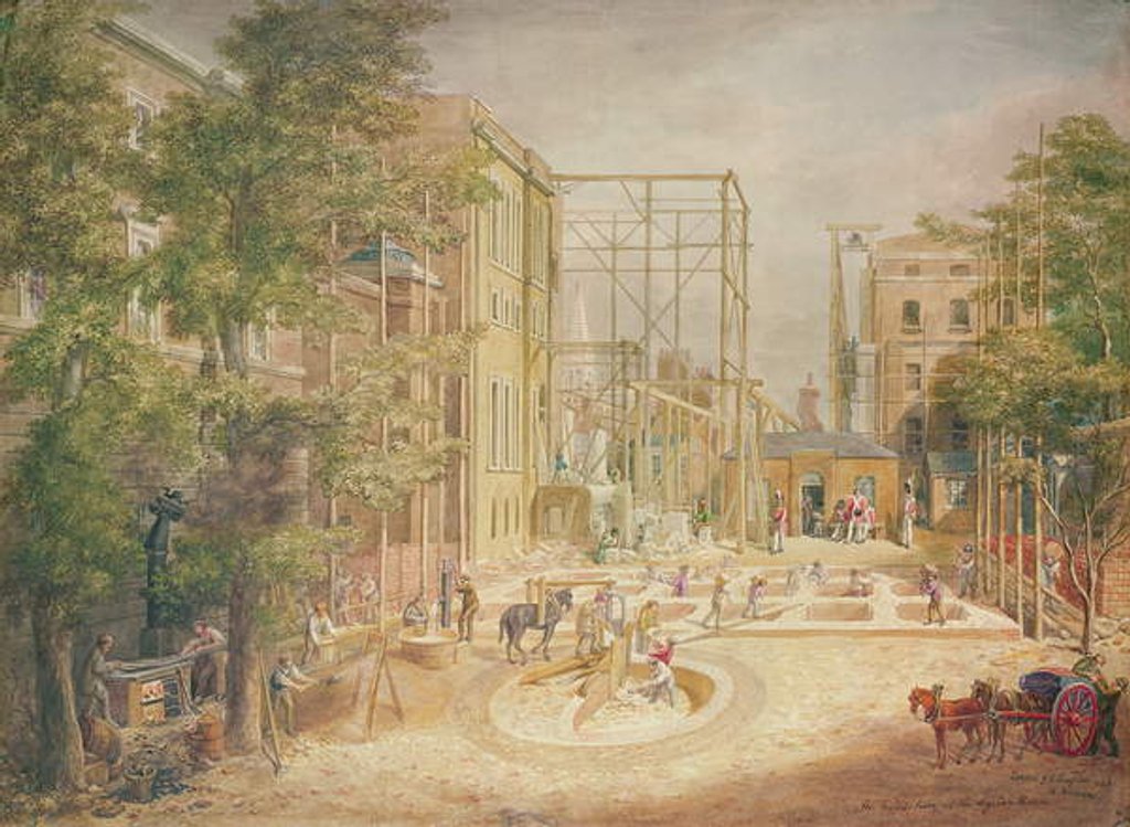 Detail of Laying the Foundations of the Lycian Room, British Museum, 1845 by George the Elder Scharf