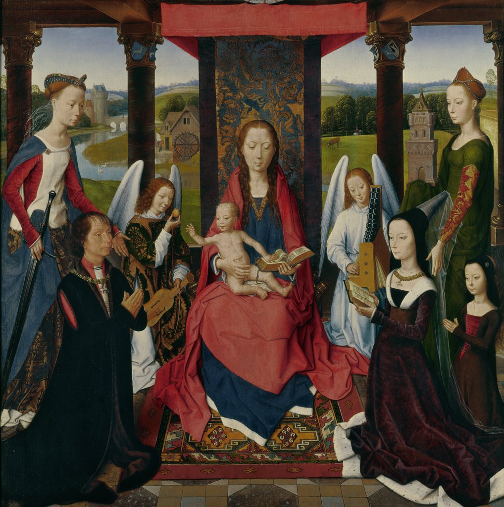 Detail of The Virgin and Child with Saints and Donors, a panel from 'The Donne Triptych' c.1478 by Hans Memling