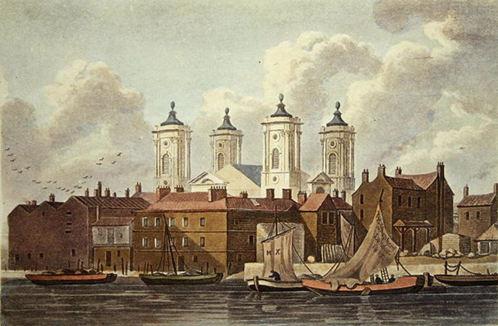Detail of St. Johns Church Westminster, 1815 by Thomas Hosmer Shepherd