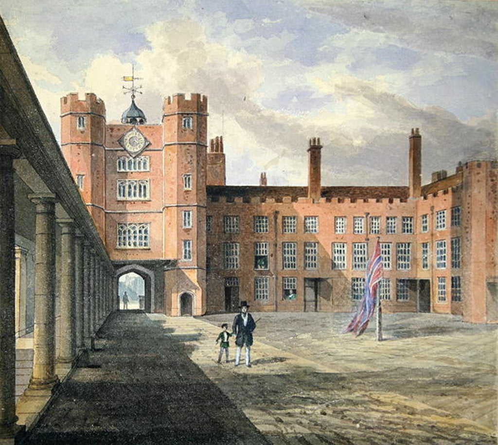 Detail of View of the courtyard at St. James's Palace, 1841 by English School