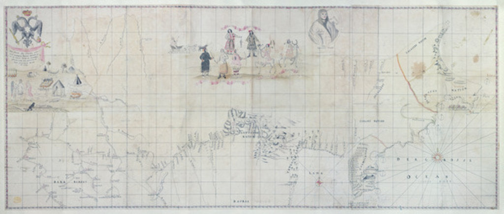 Detail of Map of Siberia, 1729 by German School