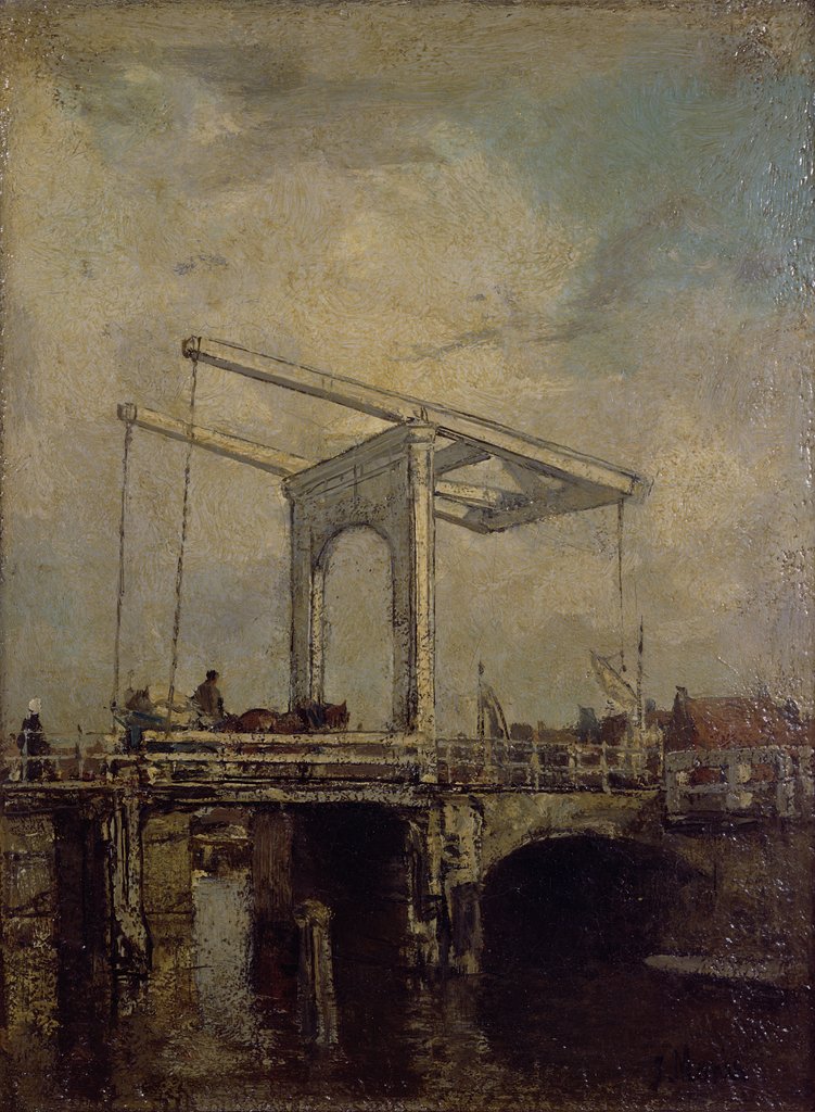 Detail of A Drawbridge in a Dutch Town, 1875 by Jacob Henricus or Hendricus Maris