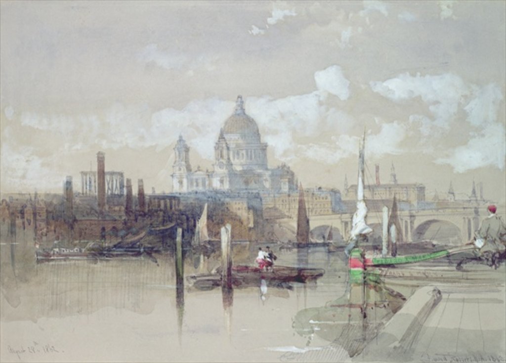 Detail of St. Pauls from the River, 1863 by David Roberts