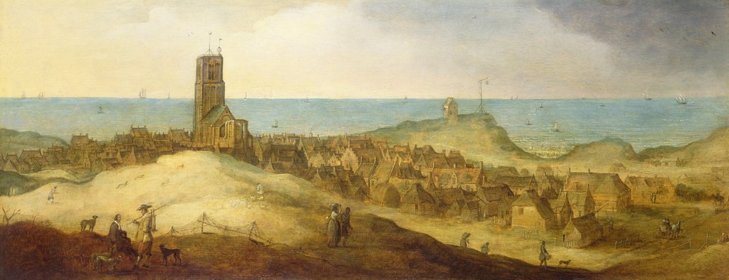 Detail of A view of Egmond Abbey by Claes Jacobsz. van der Heck