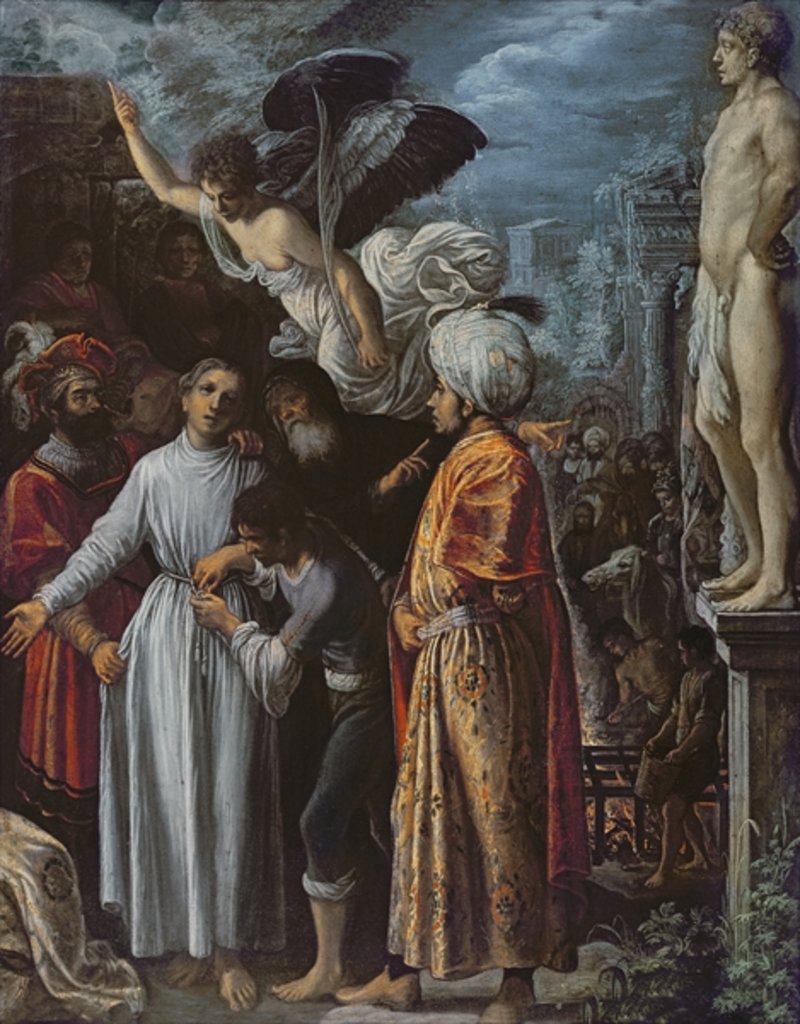 Detail of Saint Lawrence prepared for Martyrdom, c. 1600-1 by Adam Elsheimer