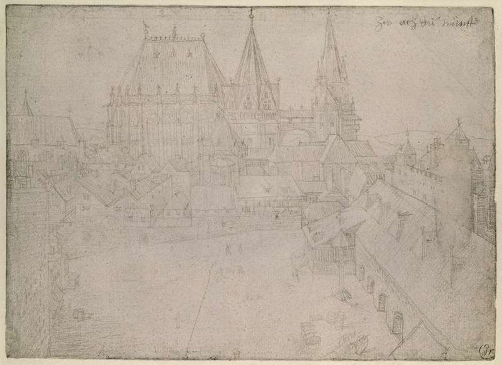 Detail of The Minster at Aachen, 1520 by Albrecht Dürer or Duerer