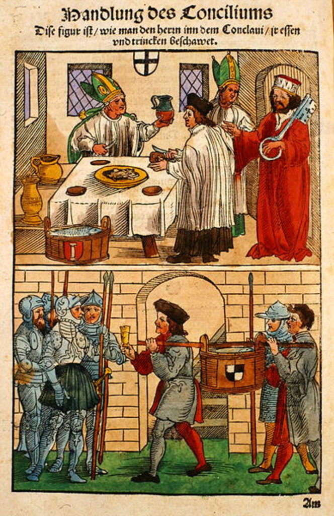 Detail of How the bread and wine were distributed to the people during the Council of Constance by Ulrich von Richental