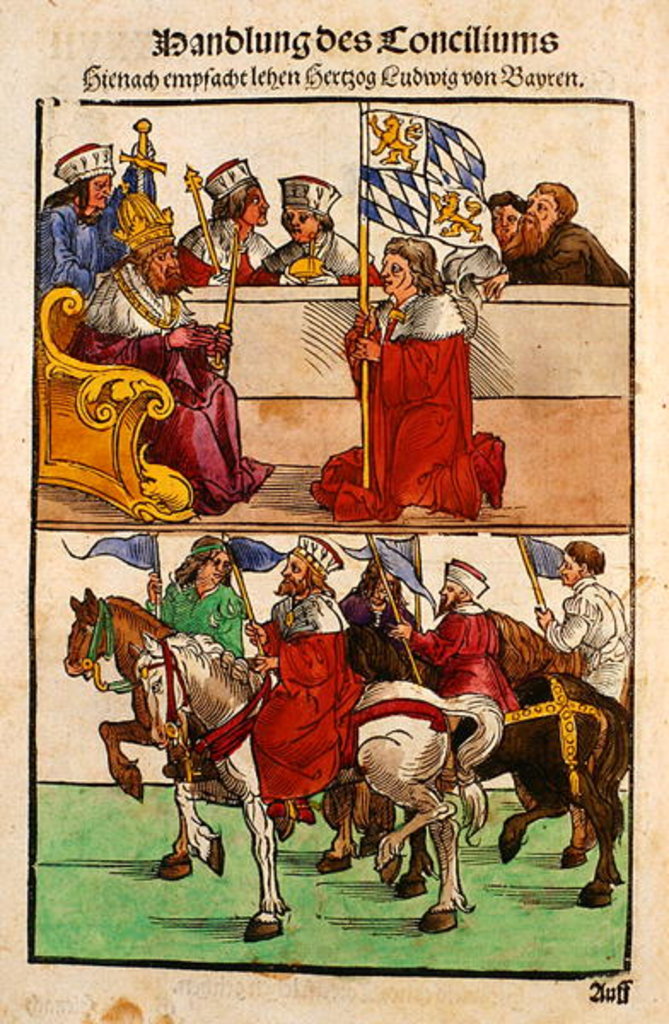 Detail of The Duke of Bayern receives his Feudal rights from the Emperor at the Council of Constance by Ulrich von Richental