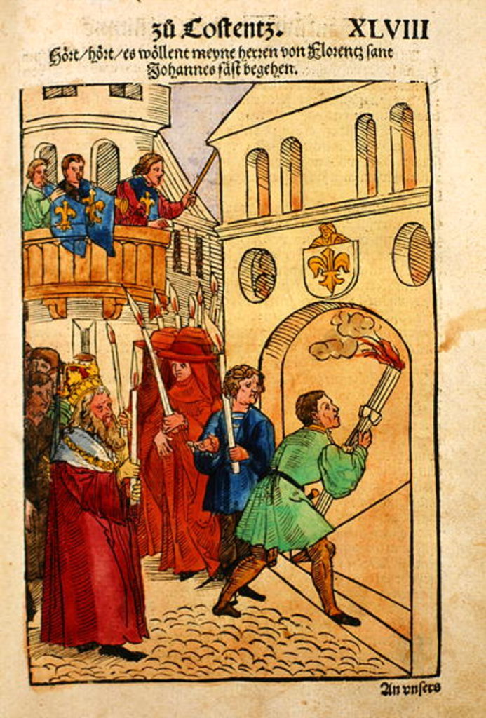 Detail of The Florentine delegates celebrate the feast of St. John, their patron saint, at the Council of Constance by Ulrich von Richental