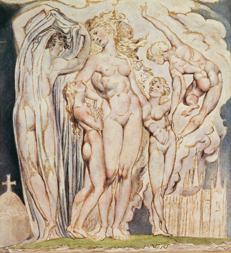 Detail of Study for 'Leaning Against the Pillars...' by William Blake