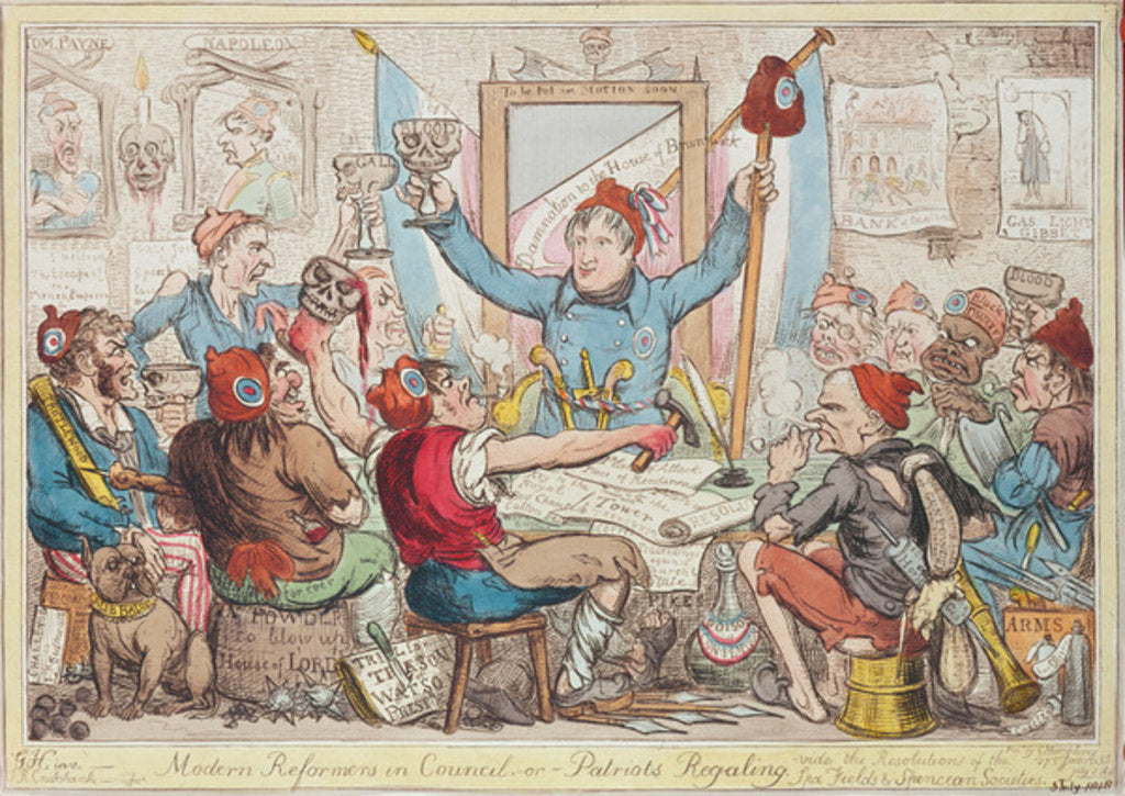Detail of Modern Reformers in Council - or - Patriots Regaling, 1818 by Isaac Robert Cruikshank