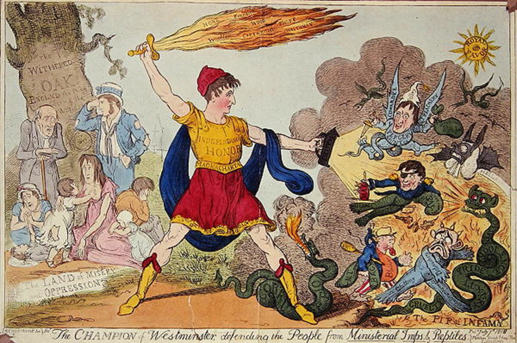 Detail of The Champion of Westminster, defending the People from Ministerial Imps and Reptiles, 1818 by Isaac Robert Cruikshank