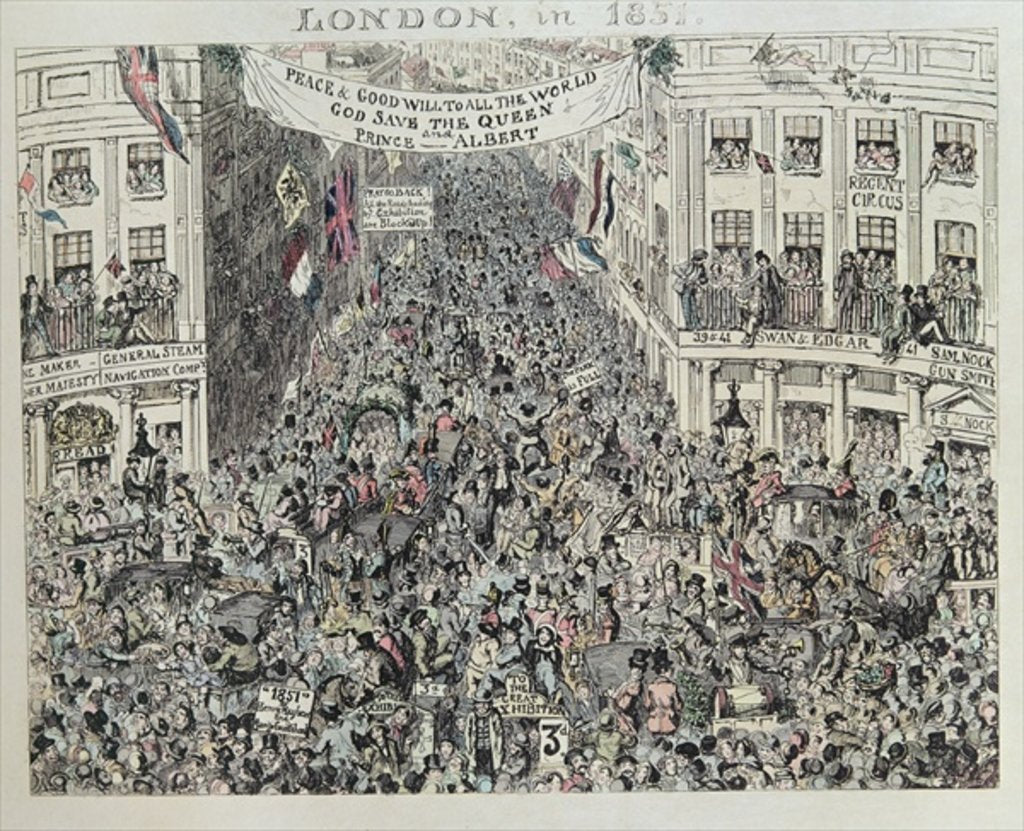 Detail of Mayhew's Great Exhibiton, London, 1851 by George Cruikshank