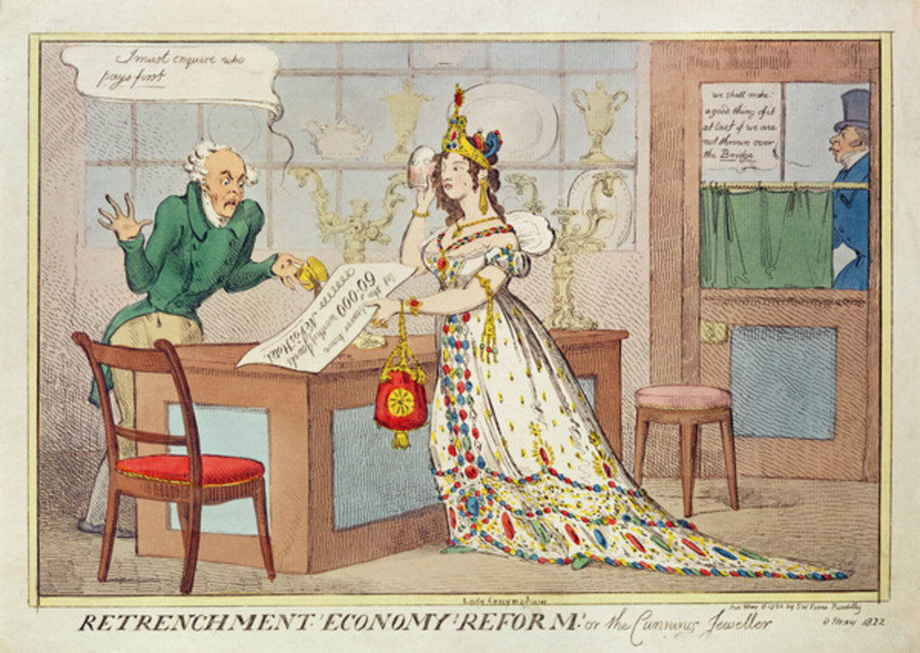 Detail of Retrenchment Economy Reform, or the Cunning Jeweller, 1822 by English School
