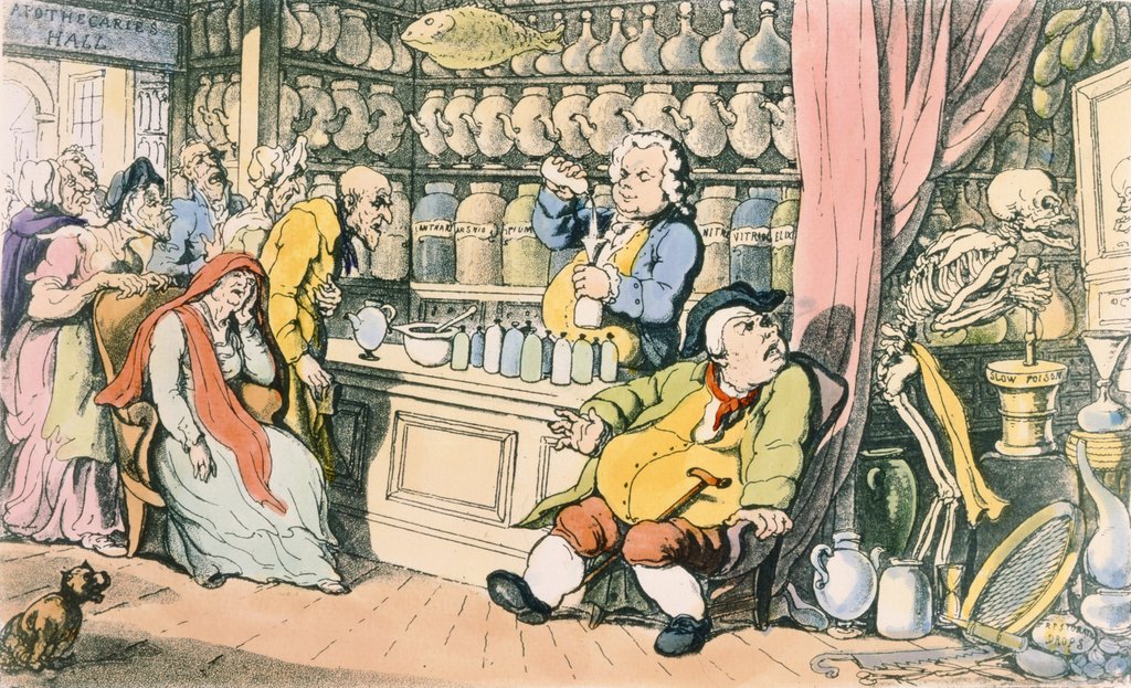 Detail of Death and the Apothecary by Thomas (after) Rowlandson