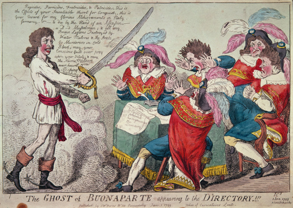 Detail of The Ghost of Buonaparte appearing to the Directory!!!, London, 1799 by Isaac Cruikshank