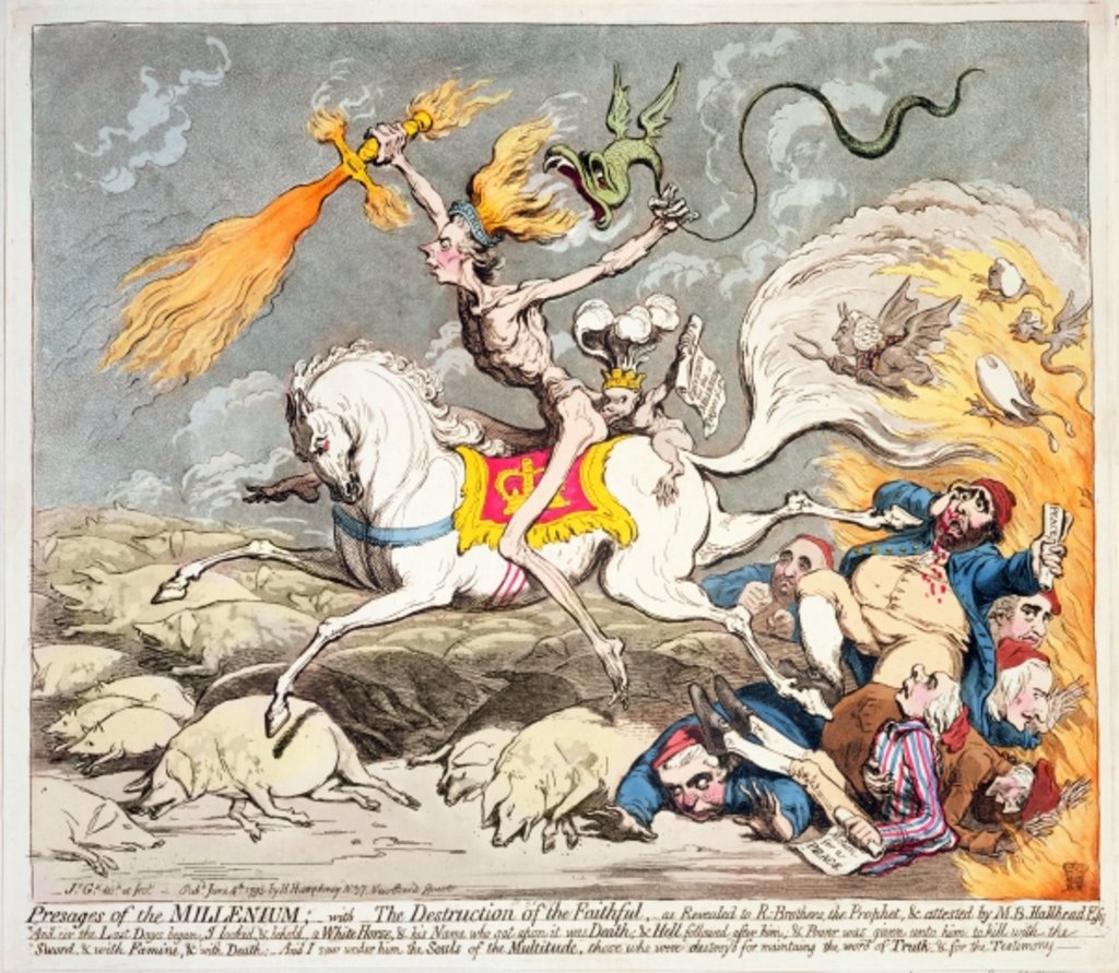 Detail of Presages of the Millennium, published by Hannah Humphrey in 1795 by James Gillray