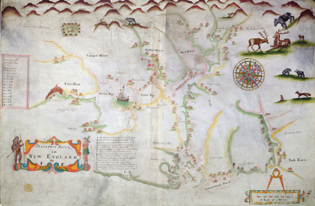 Detail of Pascatway River in New England, c.1660-85 by English School