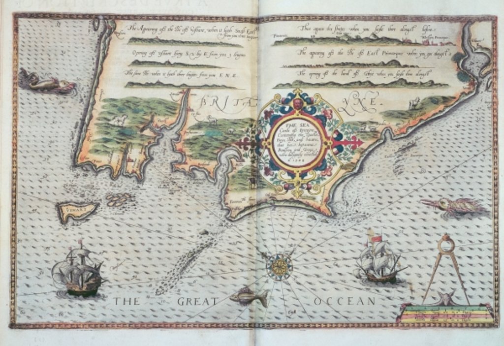Detail of A Map of the coastline of Brittany, 1588 by European School