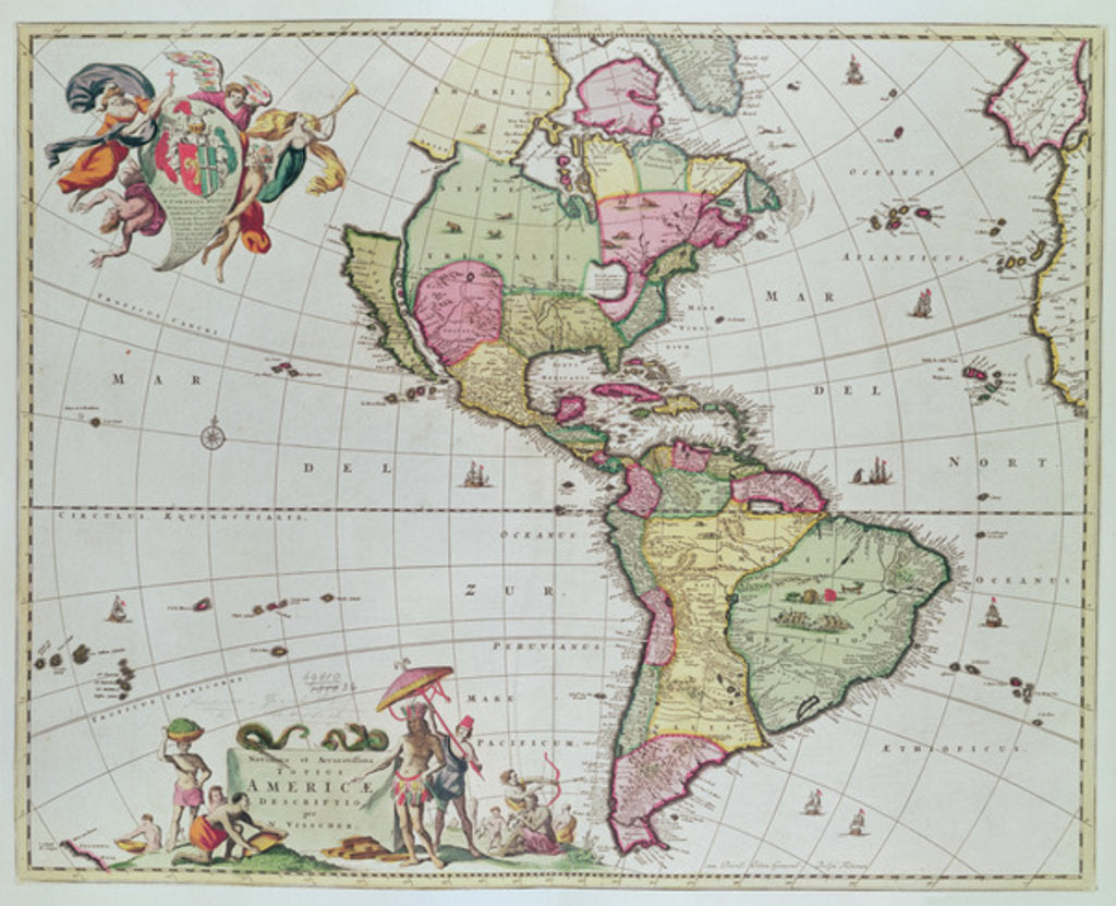 Detail of Novissima et Accuratissima Totius Americae Descriptio per N. Visscher, 1648 by Nicolaes Jansz (1586-1652) Visscher