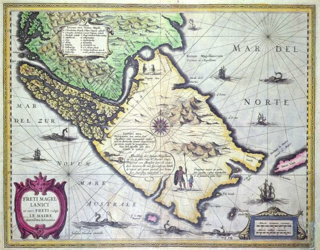 Detail of Map of the Magellan Straits, Patagonia by Dutch School