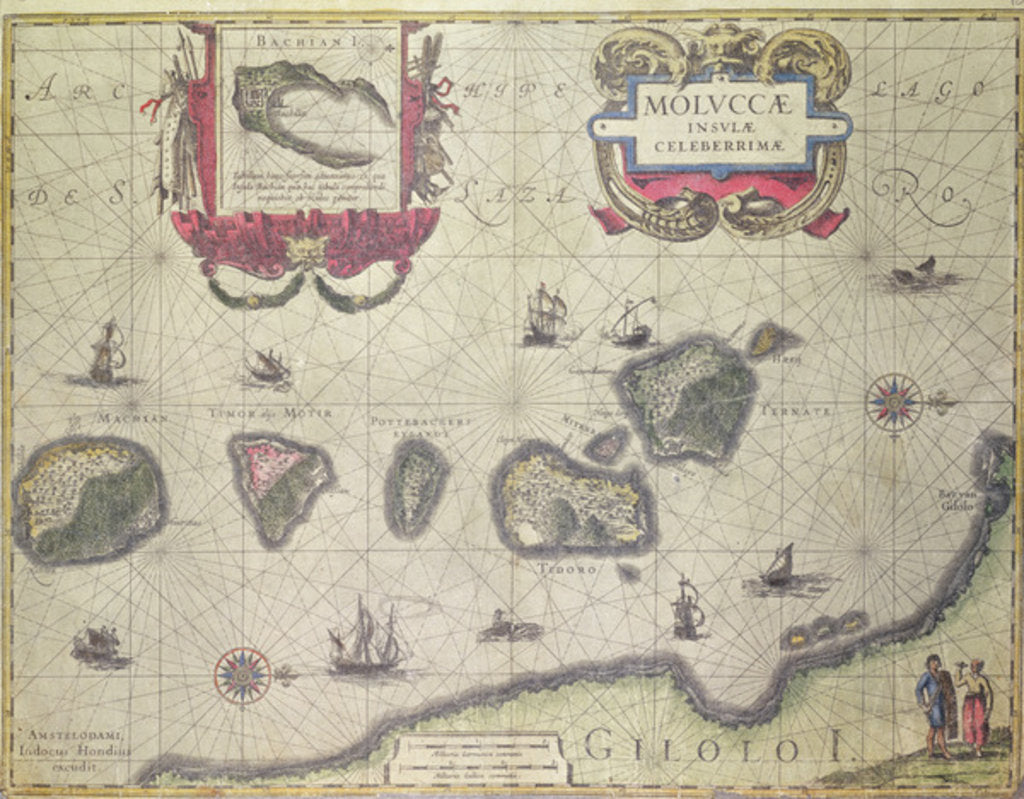Detail of Map showing the Molucca Islands off Halmahera, 1640 by Joannes Jansson