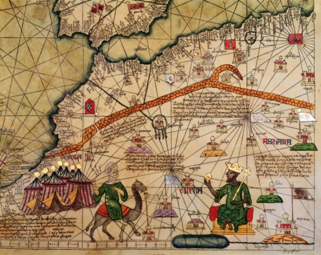 Detail of Detail of Copy of a Catalan Map of Europe and North Africa, presented to Charles V of France in 1381 by Abraham Cresques
