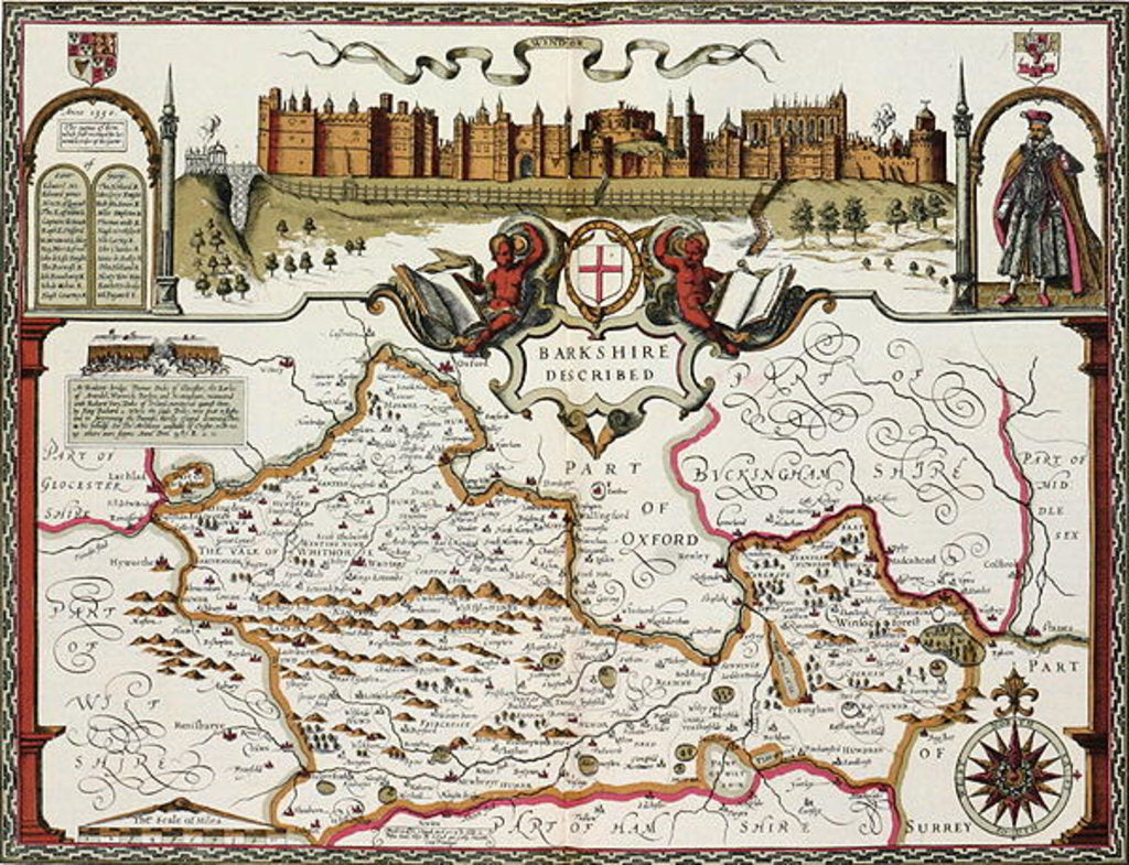 Detail of Berkshire, engraved by Jodocus Hondius from John Speed's Theatre of the Empire of Great Britain, pub. by John Sudbury and George Humble, 1611-12 by John Speed