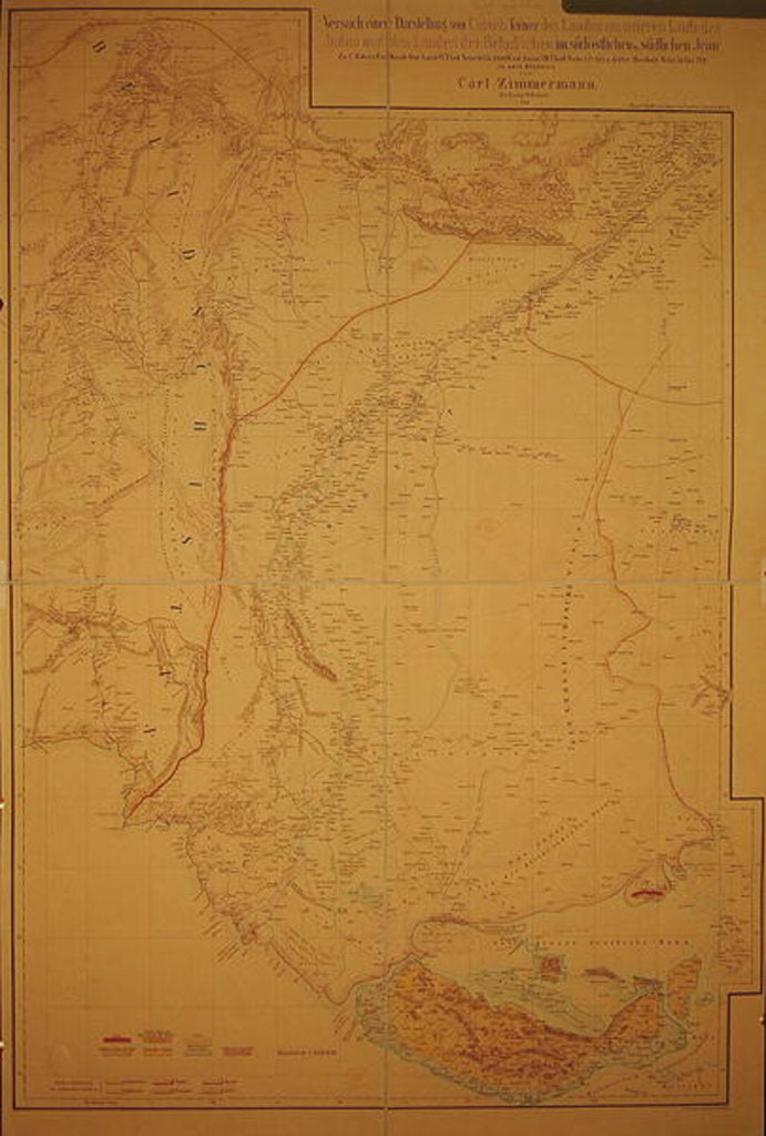 Detail of Map of the Cutch region of India and its border with neighbouring Baluchistan, by Carl Zimmerman, 1851 by German School