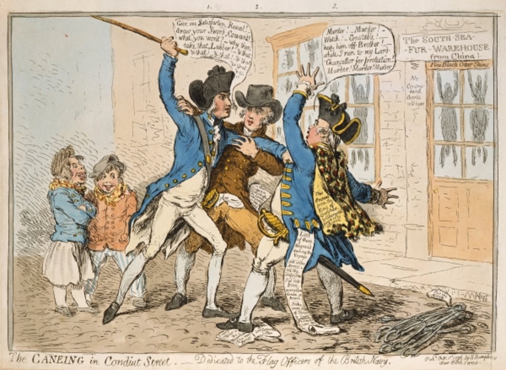 Detail of The Caneing in Conduit Street by James Gillray