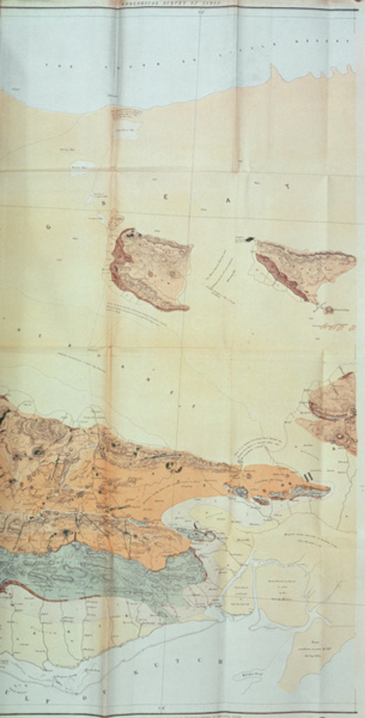 Detail of Geological Map of the Cutch Desert, 1870 by English School