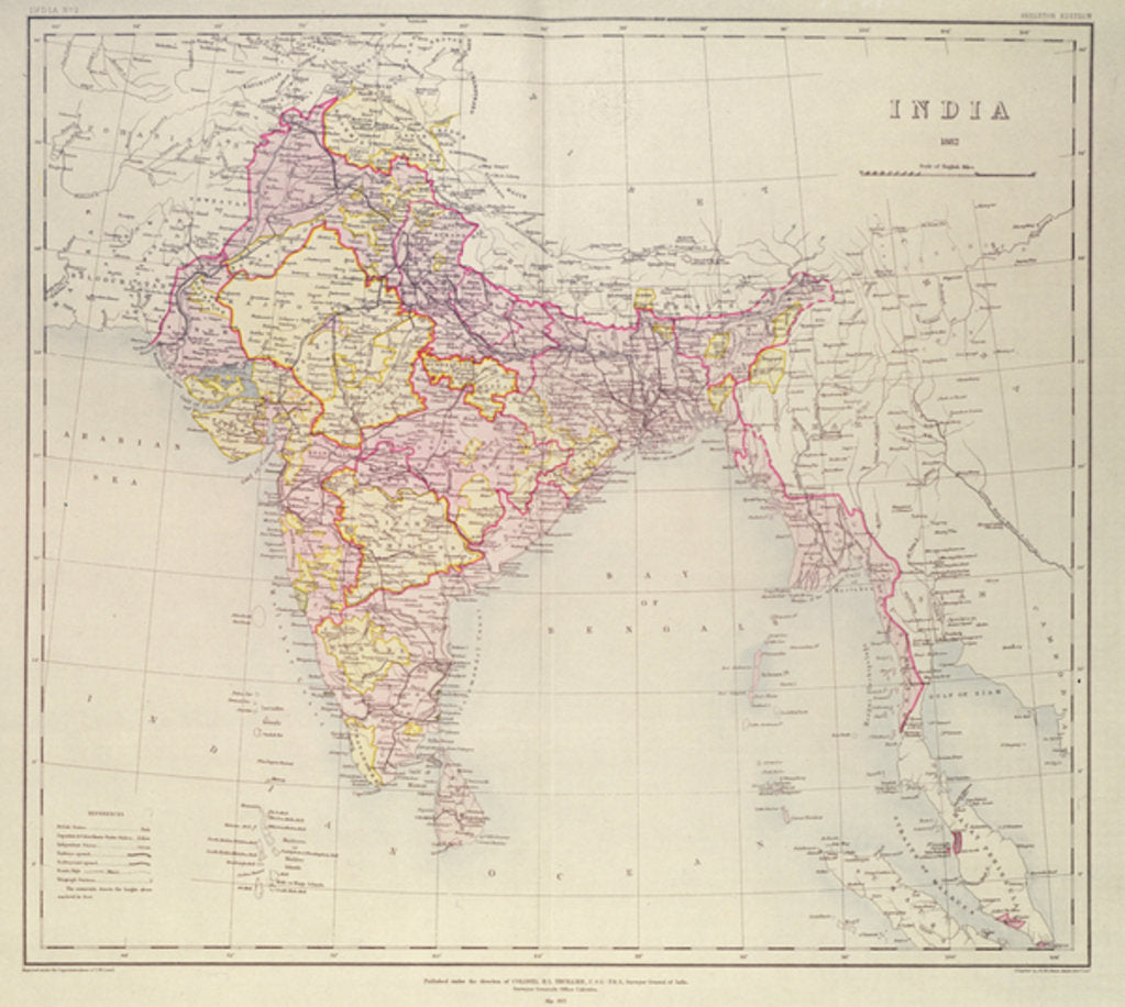 Detail of Map of India. by English School