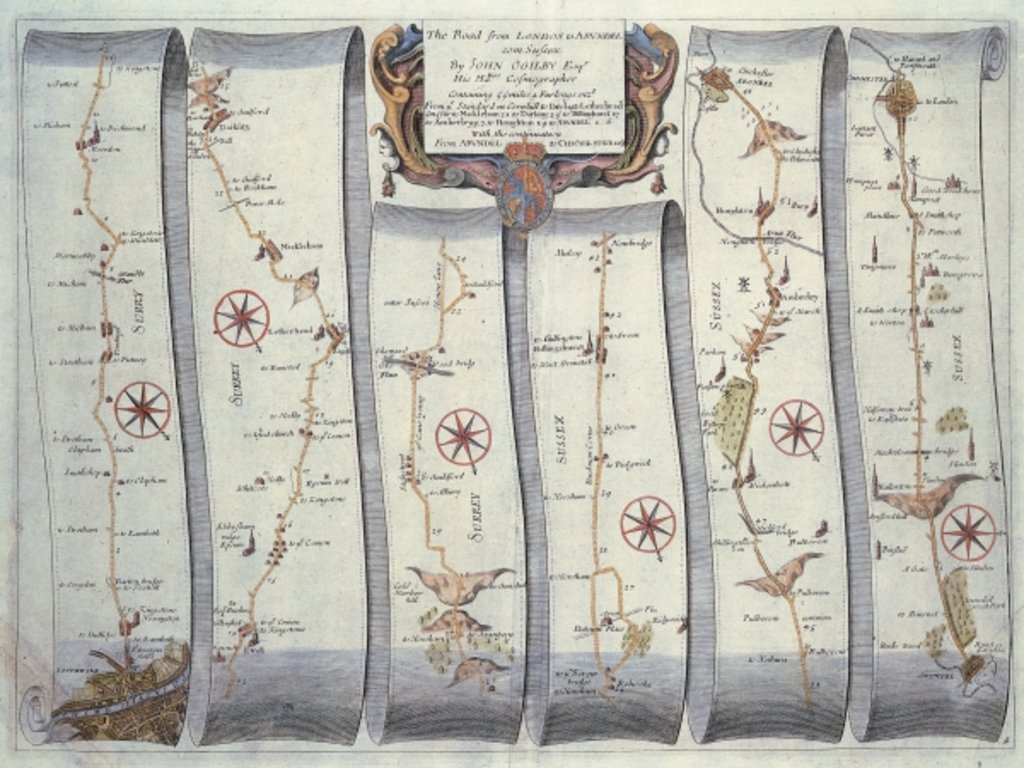 Detail of The Road from London to Arundel by John Ogilby